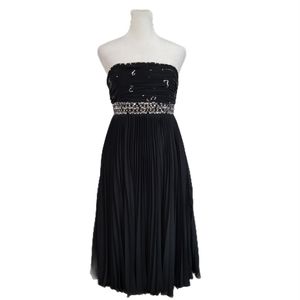 NWT Bella Embellished Strapless Pleated  Mini Dress in Black, Party Dress Sz 0
